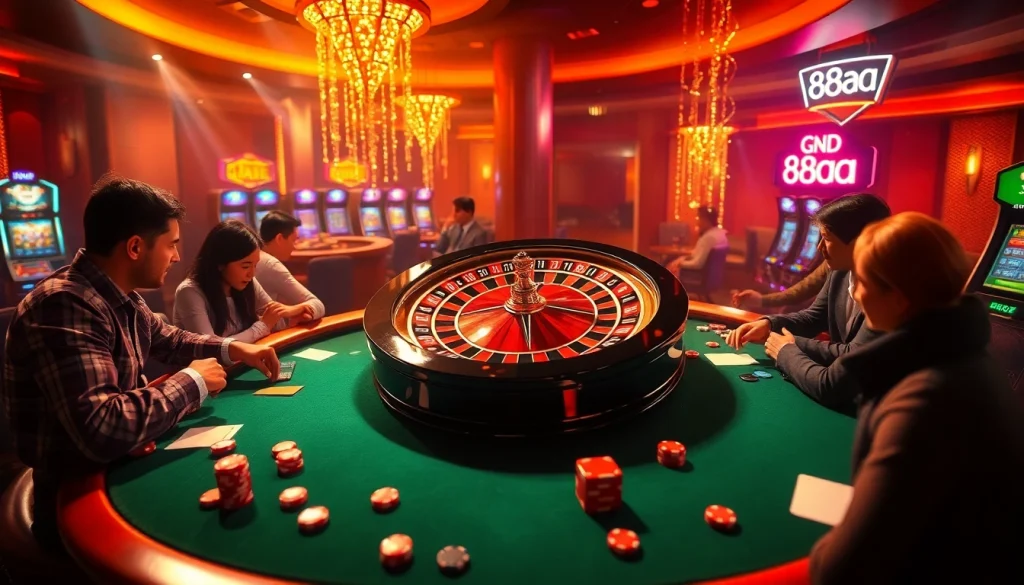 Players celebrate their wins at the casino with the vibrant 88aa roulette wheel in action, showcasing the excitement of gambling.