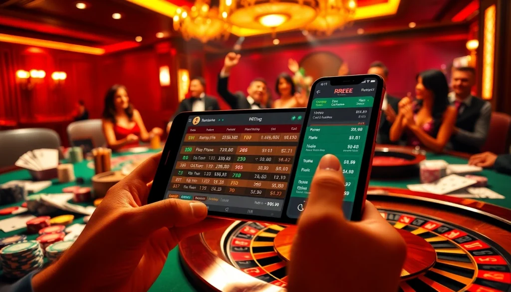 RREE App enhancing a dynamic casino scene with live betting and excitement.