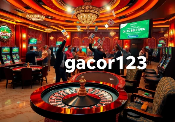 Experience the thrill of gacor123 gaming at vibrant casino tables with joyful players and exciting action.